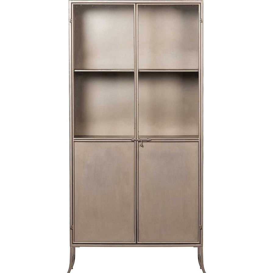 mutoni living Vitrinenschrank Fossil Metall Champagne 95X180 | Vitrinen