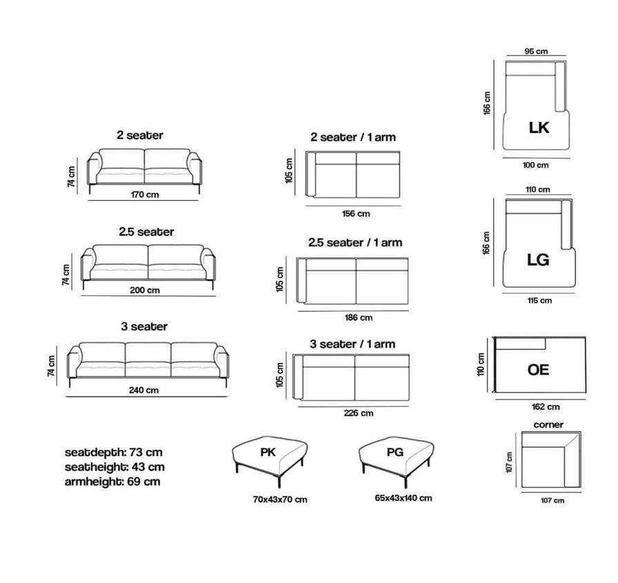 mutoni original Bigsofa Bern Plus 3-Sitzer 240Cm | Bigsofas