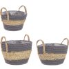 mutoni lifestyle Korb Alyce Grau Natur Rund (3Er-Set) | Boxen & Korbe