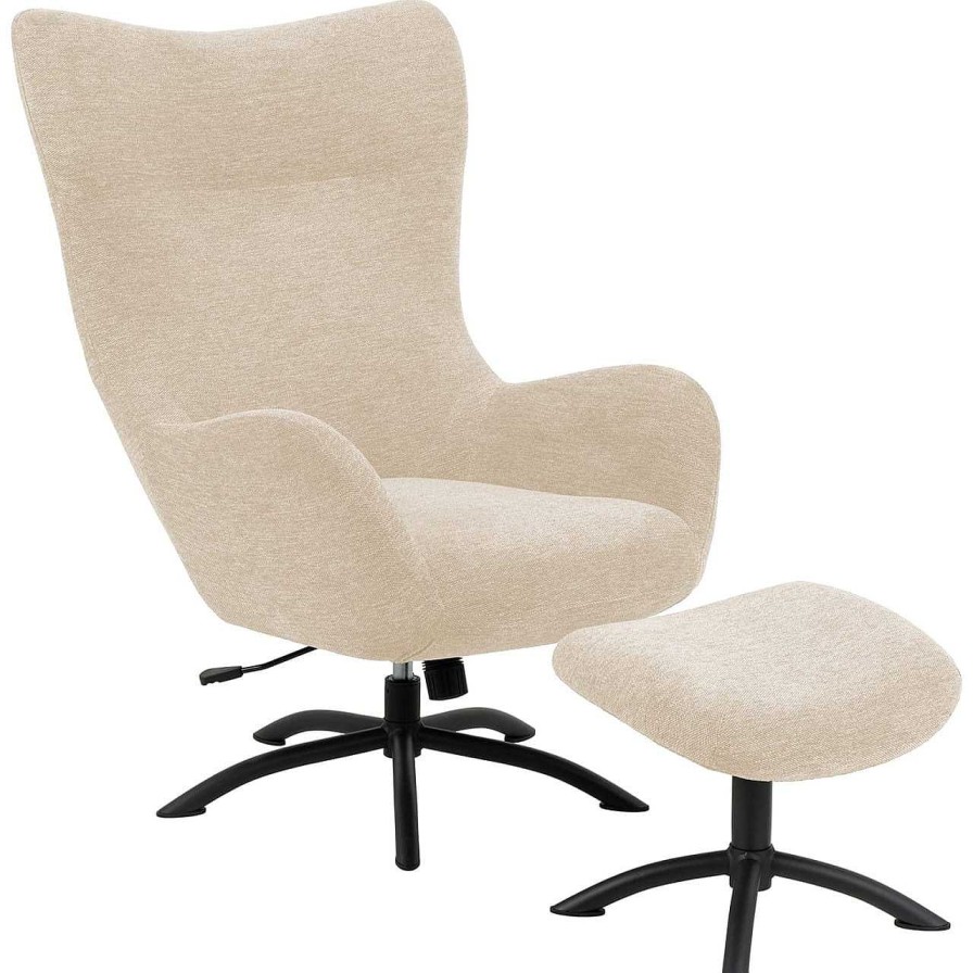 mutoni scandi Relaxsessel Mit Hocker Pipton Beige | Relaxsessel