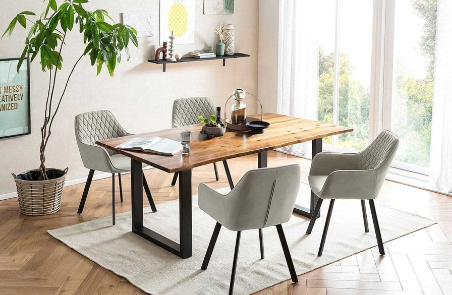 mutoni casual Essgruppe Dining I Massivholz Akazie Cognac Beige 160 (5-Tlg.) | Essgruppen